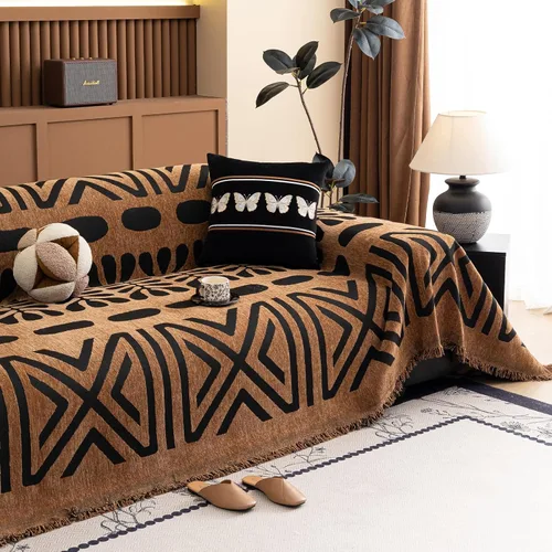 Miniatura 18 de Handontime - Funda de sofá de felpilla para perros y mascotas, estilo bohemio, sofá modular en forma de L, sofá 3 cojines, 71 x 118 pulgadas, negro