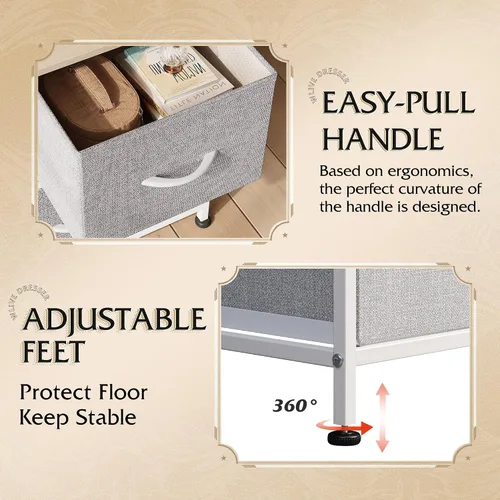 Miniatura 7 de WLIVE Cómoda para dormitorio con 5 cajones, cómoda ancha de cajones, cómoda de tela, unidad de organización de almacenamiento con contenedores