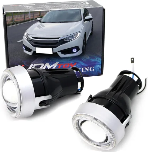 iJDMTOY OEM reemplaza xenón blanco LED halo Angel Eyes proyector lente retrofit faros antiniebla compatibles con Honda Civic Sedan/Coupe/Hatchback