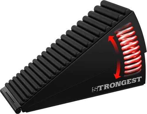 STRONGEST HOME Topes de puerta ajustables XL con resorte, cuña resistente de 3 pulgadas para entradas gruesas y de gran tamaño, agarre de goma Negro