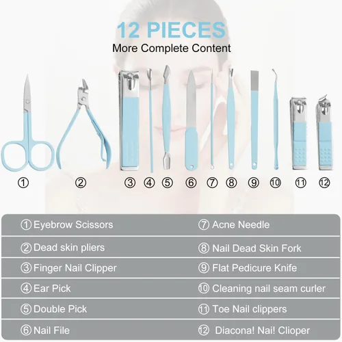 Miniatura 7 de Kit de Uñas Tumkun, Kit de Manicura, Kit de Cuidado de Uñas para Mujeres, Juego de Manicura y Pedicura, Kit de Cortaúñas para Uñas de los Pies, Kit