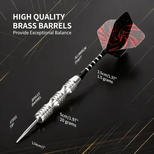 Miniatura 2 de WINSDART Steel Tip Darts 12 Pack Set with Nonslip Iron Barrel Aluminum Dart Shafts and Flights Darts Sharpener an Gift Box Negro y plateado Dardos-A