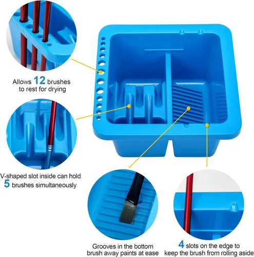 Miniatura 3 de MyLifeUNIT Limpiador de pinceles, soporte y organizadores para pinceles de pintura acrílica, acuarela y pinturas a base de agua (negro)