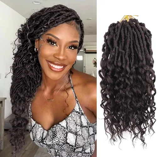 Miniatura 43 de Cabello de ganchillo para mujeres negras Goddess Locs de 14 pulgadas 8 paquetes 613 Locs falsos suaves preenganchados trenzas de ganchillo cabello