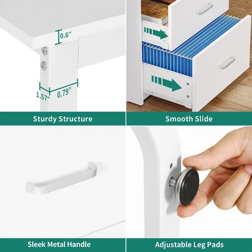 Miniatura 7 de YITAHOME Escritorio para computadora con cajones, escritorio de oficina de 47.2 pulgadas con tomas de corriente y luz LED, escritorio de oficina