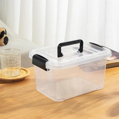 Miniatura 5 de Cetomo Paquete de 12 cajas de almacenamiento de 6 pulgadas de largo x 12 unidades, con tapas y asa para organización del hogar, dormitorio, oficina