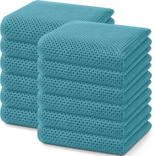 Miniatura 270 de Homaxy Paños de cocina de 100% algodón con tejido de gofre, ultra suaves, absorbentes, de secado rápido, 12 x 12 pulgadas, paquete de 6, amarillo