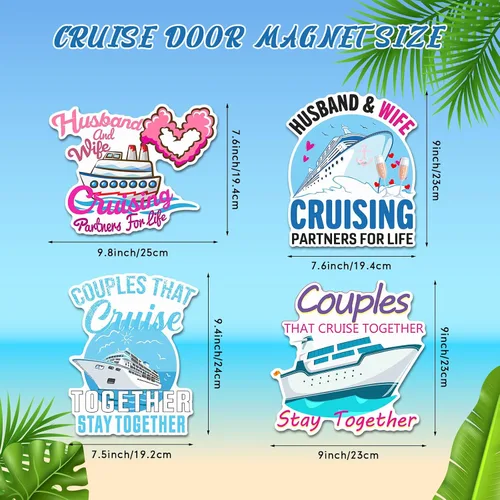Miniatura 2 de Hoteam 4 piezas decoraciones magnéticas para puerta de crucero para parejas, imanes náuticos divertidos y resistentes al agua para marido y esposa