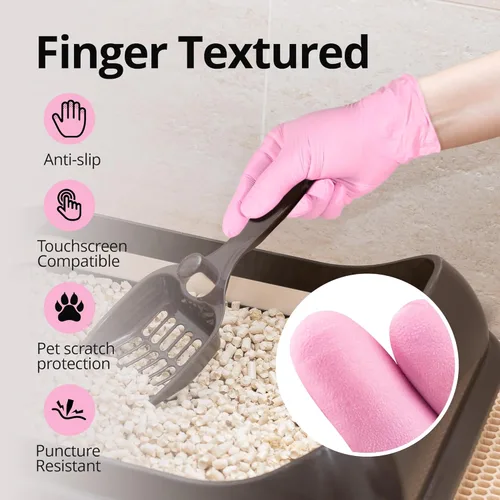 Miniatura 4 de SwiftGrip Guantes desechables de nitrilo – Guantes de examen médico, sin látex, rosa, sin polvo, caja de 50 unidades (grande)