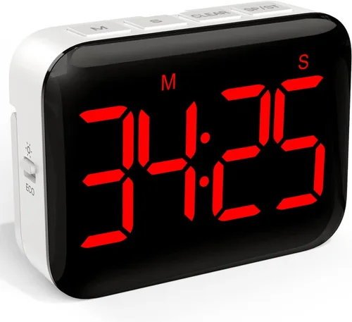 Miniatura 8 de VOCOO - Temporizador magnético de cocina para cocinar con cuenta regresiva ascendente y descendente, temporizador digital con batería y pantalla