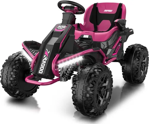Miniatura 10 de ANPABO Juguete de Montar 24V 4x4 para Niños Grandes, Motores 4x200W, 5MPH, Automóvil para Niños con Control Remoto para Padres, Asiento Ancho Blanco