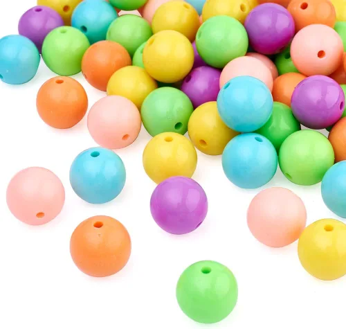 Miniatura 8 de Cheriswelry Cuentas acrílicas de color mixto para poni, espaciador suelto de plástico grueso, bolas de chicle, espaciador para pulseras, collares