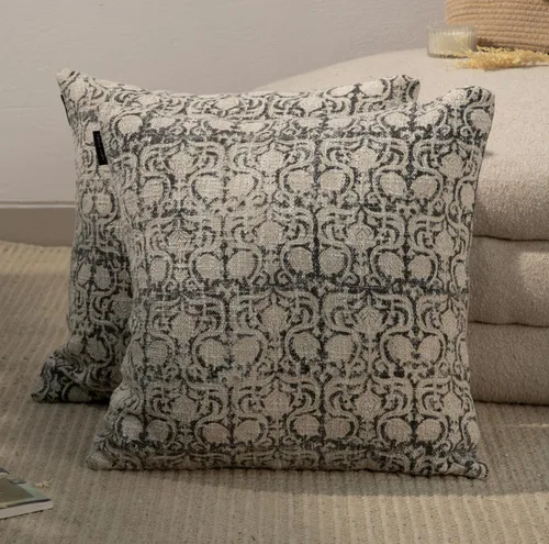 Miniatura 24 de Juego de 2 fundas de almohada decorativas de algodón indio vintage con estampado a mano (marrón ladrillo, 18 x 18 pulgadas (paquete de 2))