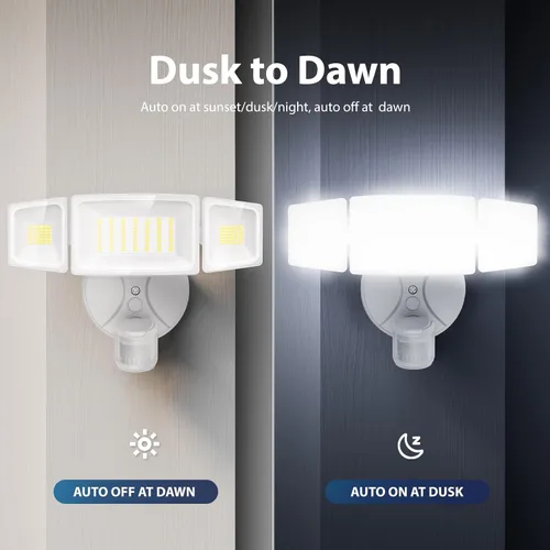 Miniatura 6 de Onforu Paquete de 2 luces LED de 75 W con sensor de movimiento para exteriores, iluminación exterior de atardecer al amanecer de 7000 lm, luz