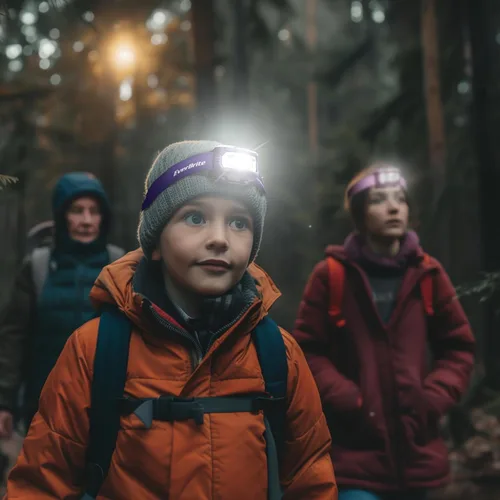 Miniatura 9 de EverBrite Faros delanteros, paquete de 2 faros para niños con luz roja y función de memoria, lámpara de cabeza para adultos y niños con 5 modos, Azul