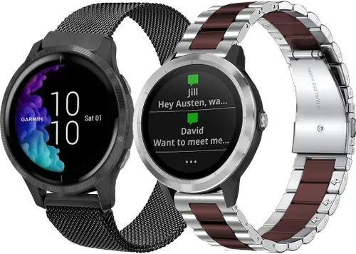 Miniatura 10 de Bandas de metal para Garmin Vivoactive 4/Venu 2 3 4 1.772 in/Forerunner 570 (1.850 in)/255/265/965 955, correa de metal de 0.866 pulgadas para Negro