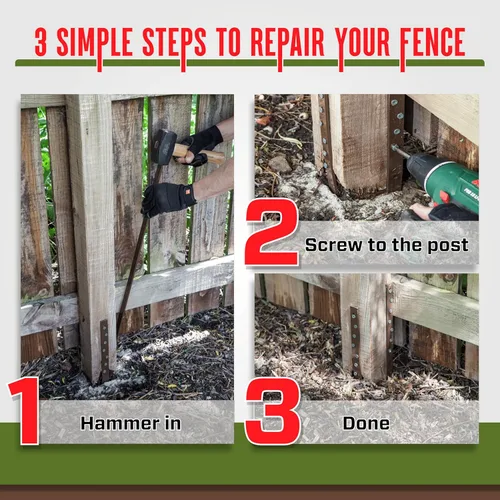 Miniatura 3 de Post Buddy Paquete de 2 kit de reparación de postes de valla fácil (para fijar 1 poste de madera roto), rápido y fácil de instalar, estacas de acero