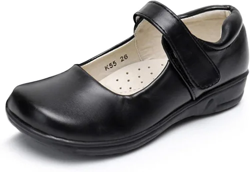 Akk Girl's Mary Jane - Zapatos para uniforme escolar para niña, con correa, planos, color negro (niñas pequeñas y grandes)