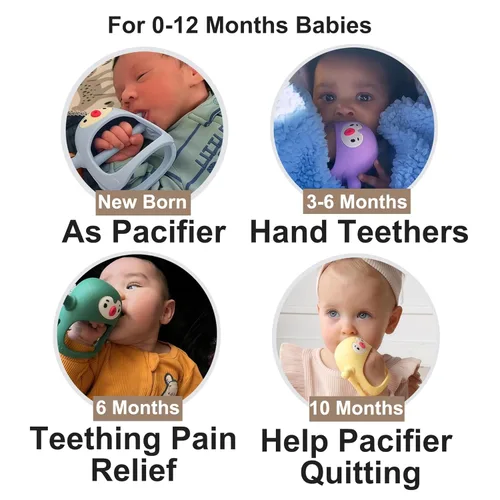 Miniatura 2 de Smily Mia Juguetes de dentición para bebés de 0 a 6 meses, mordedores para bebés de 3 a 6 meses Mordedor de pingüino Mordedor de mano Manoplas