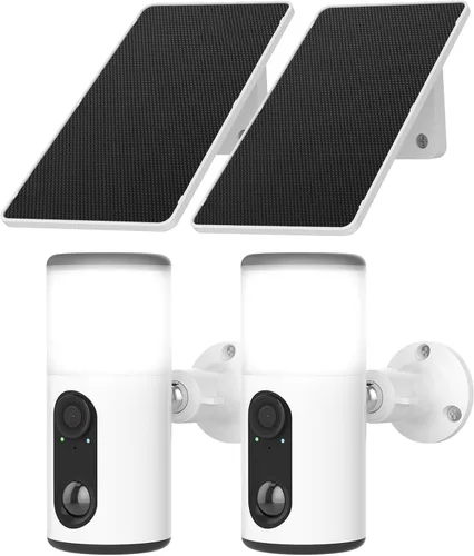 ANRAN Cámaras de Seguridad Solares Inalámbricas para Exteriores con Luz, Cámara de Reflector de Porche 2K con Visión Nocturna a Color y Detección de