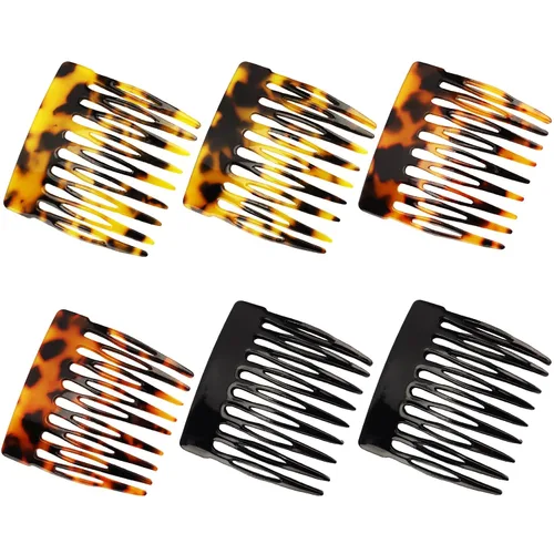 6 peines laterales franceses para accesorios de peinado, clips decorativos de sujeción fuerte para cabello de mujer (marrón, negro, rojo)