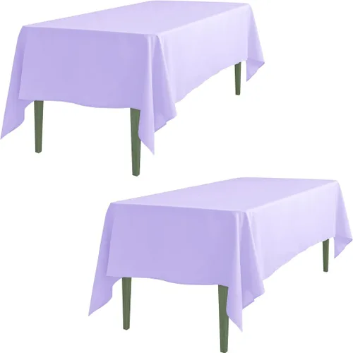 Miniatura 53 de LTC LINENS - Paquete de 2 manteles rectangulares de poliéster, de 60 x 102 pulgadas y 6 pies, color azul bebé, con caída parcial, resistentes a