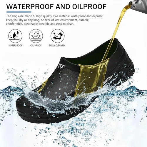 Miniatura 5 de Zuecos de trabajo para hombres y mujeres: zapatos de chef antideslizantes, zuecos impermeables para servicio de alimentos, zapatos de trabajo