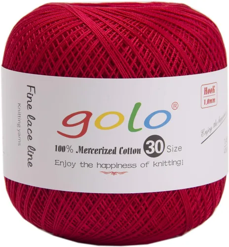 Miniatura 65 de Hilo de ganchillo golo para tejer a mano Tamaño 30, hilo para calados color Hibiscus-166 166-Hibiscu