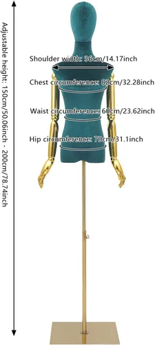 Miniatura 3 de Forma de vestido de torso de maniquí femenino, 59.06 a 78.7 pulgadas de altura ajustable, modelo humanoide, soporte de maniquí con manos ajustables