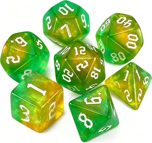 Miniatura 11 de QMAY DND Juego de Dados - 7 Piezas de Dados Poliédricos con Bolsa de Dados D&D para Mazmorras y Dragones, RPG, MTG, Juegos de Rol