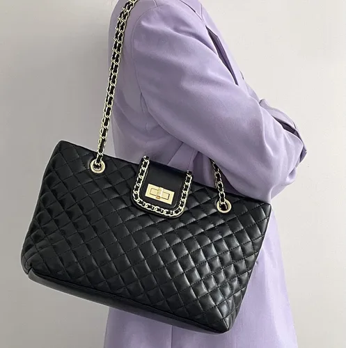 Miniatura 8 de Bolso grande acolchado de doble correa de 11.8 pulgadas13.4 pulgadas para mujer, bolso de mano Hobo (2 tamaños disponibles)
