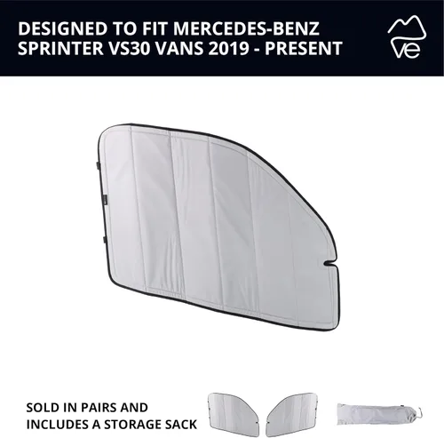 Miniatura 5 de VanEssential Cubiertas para ventanas frontales con aislamiento magnético y oscurecimiento (par) Diseñadas para Mercedes-Benz VS30