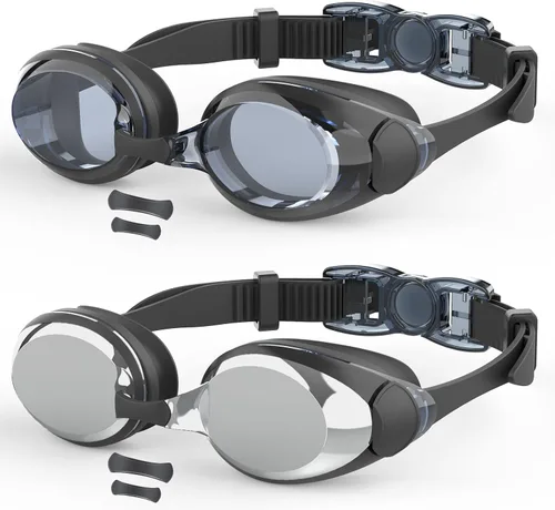 Gafas de natación, paquete de 2 gafas de natación para hombres, mujeres, adultos, jóvenes, antivaho y sin fugas, visión clara, protección UV