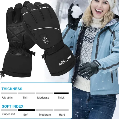 Miniatura 3 de Guantes Calefactables Mejorados para Hombres y Mujeres, Guantes Mitones Eléctricos de Batería para Esquí y Motocicleta