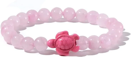 Miniatura 3 de Caiyao Pulsera elástica elástica de 0.315 in con cuentas de tortugas marinas turquesa natural para mujeres y hombres