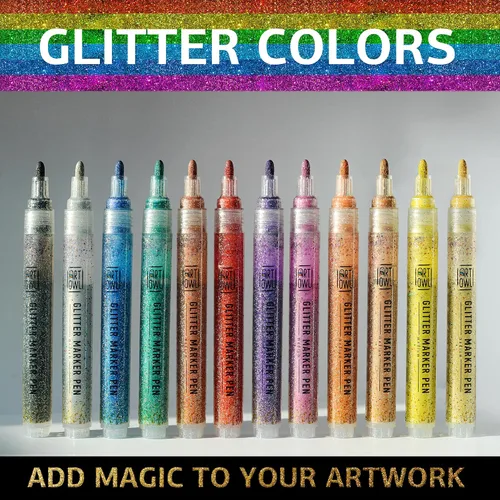 Miniatura 4 de Rotuladores de pintura acrílica con purpurina, bolígrafos medianos para pintura roca, piedra, cerámica, vidrio, madera, tela, tarjetas, lienzo
