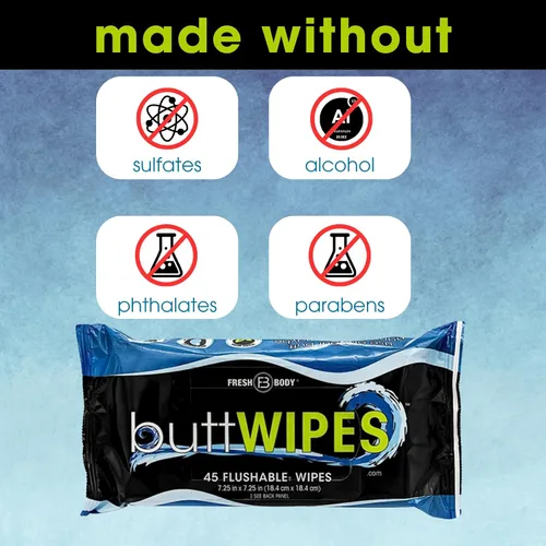 Miniatura 6 de ButtWIPES - Toallitas desechables a base de agua con aloe y vitamina E, hechas sin alcohol ni fragancia añadida para adultos (paquete de 3)
