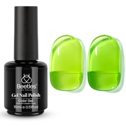 Miniatura 36 de Beetles - Esmalte de uñas de gel verde luminoso que brilla en la oscuridad, esmalte de uñas de gel que se absorbe con lámpara LED UV, arte de uñas