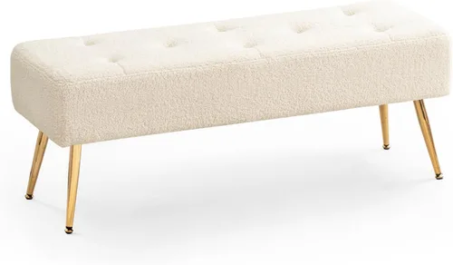 Miniatura 10 de Furnimart Banco otomano de 44 pulgadas para dormitorio, banco tapizado en el extremo de la cama con patas doradas para sala de estar, dormitorio