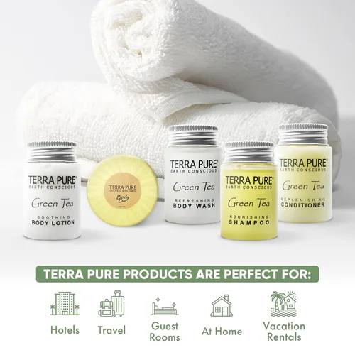 Miniatura 4 de Terra Pure Juego de jabones y artículos de tocador para hotel a granel Kit de amenidades 1-Shoppe Champú y acondicionador de 1 oz, gel de baño