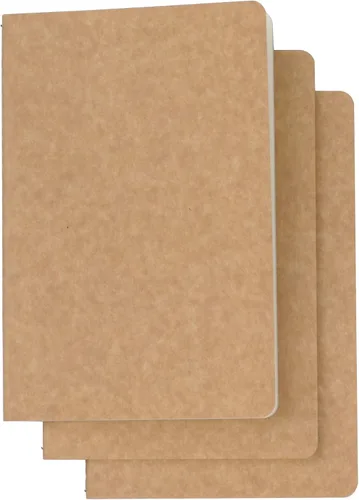 TWONE Paquete de 3 cuadernos de viaje para viajeros o escuela, tapa blanda marrón kraft, 5.5 x 8.25 pulgadas, 120 páginas en blanco con 60 hojas