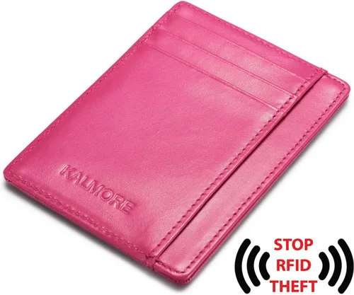 Miniatura 3 de KALMORE Cartera delgada de cuero genuino con bolsillo frontal y ventana de identificación