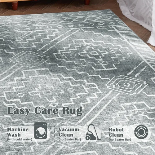 Miniatura 3 de JINCHAN Alfombra marroquí de 2 x 3 pulgadas para entrada - Alfombra lavable a máquina moderna geométrica para cocina, suave, de lana sintética, Boho