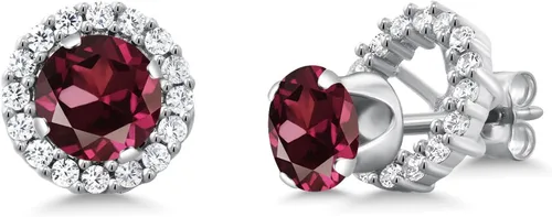 Miniatura 43 de Gem Stone King Aretes redondos de plata de ley 925 de 0.236 in con piedra natal extraíble para mujer
