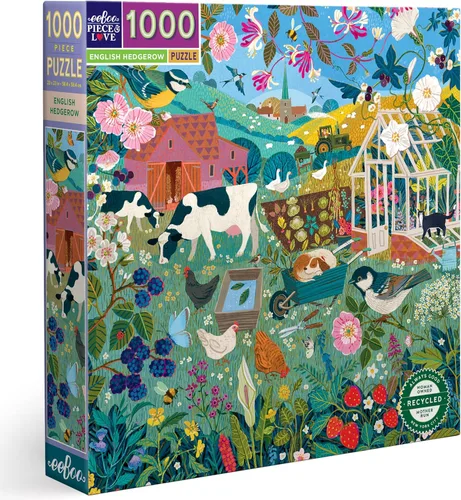 Miniatura 9 de eeBoo Rompecabezas de 1000 piezas, rompecabezas de pueblo pesquero sueco para adultos, cuadrado de 23 x 23 pulgadas, fabricado con tablero reciclado