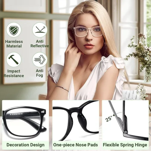 Miniatura 3 de CCVOO Lentes de Lectura para Mujeres/Hombres, Anteojos, Lentes de Bloqueo de Luz Azul para Mujeres/Hombres, Lentes para Computadora, Lentes