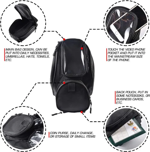 Miniatura 8 de KATUR Bolsa para tanque de combustible de gasolina para motocicleta, tela Oxford impermeable con fuerte bolsa magnética compatible con Harley Honda