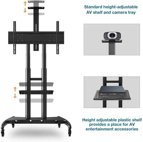 Miniatura 5 de NB North Bayou Soporte de TV móvil con ruedas para pantalla plana de plasma LCD LED OLED de 55 a 80 pulgadas de hasta 200 libras AVA1800-70-1P