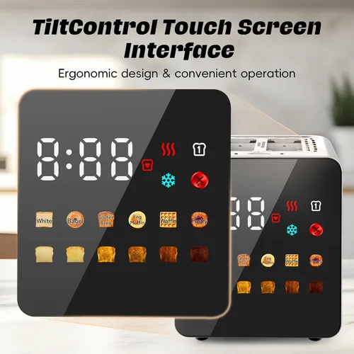 Miniatura 3 de WUNLY - Tostadora de 2 rebanadas con control táctil inteligente completo, función de memoria, tecnología de una sola ranura, 6 niveles de sombra y 6