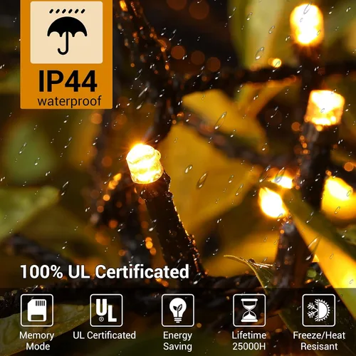 Miniatura 2 de Luces de Navidad operadas por batería - 132 pies, 300 LED, 8 modos, impermeables para interiores y exteriores, luces de hadas, tiras de luces